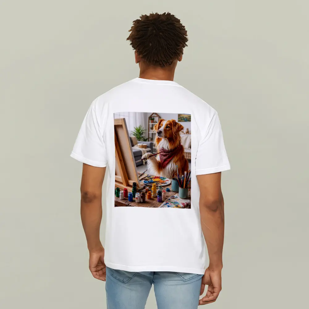Golden Retriever Dog Painting in Art Studio – T-Shirts