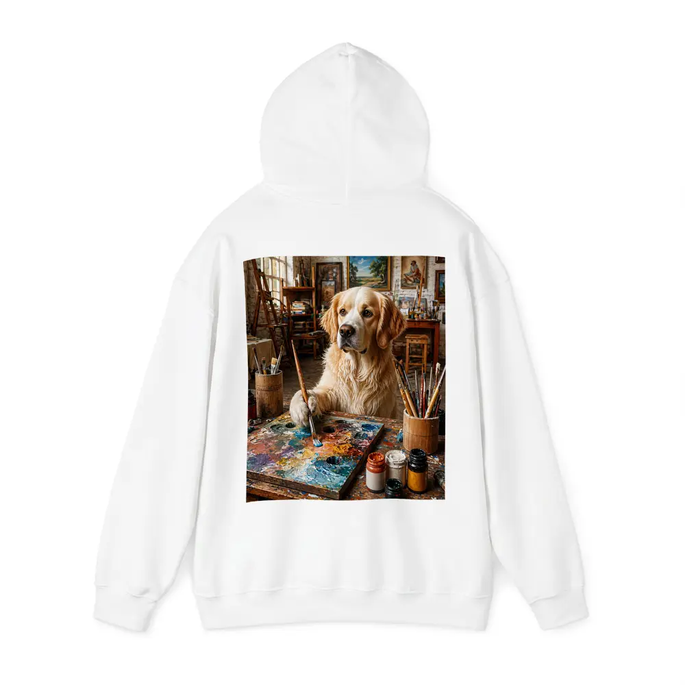 Golden Retriever Artist Painting in Studio – Hoodies