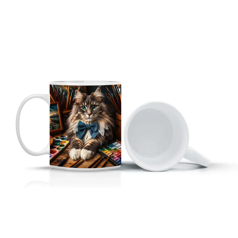 Maine Coon Cat Artist With Paintbrushes – Mugs
