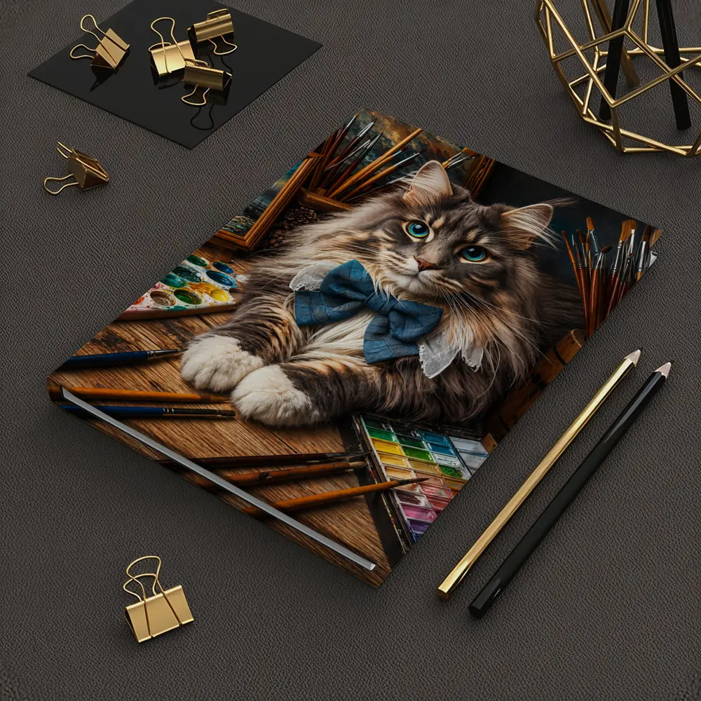 Maine Coon Cat Artist With Paintbrushes – Notebooks