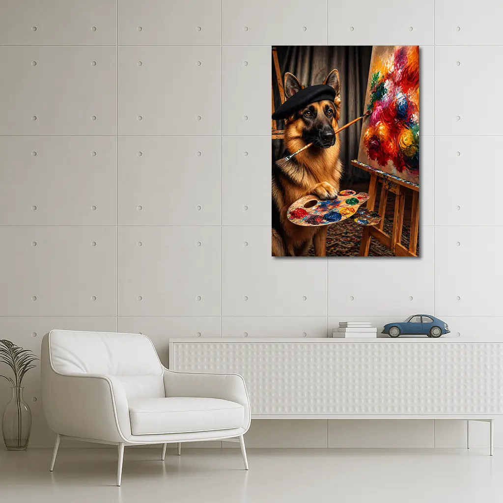 German Shepherd Artist Painter Beret Studio – Wall Art
