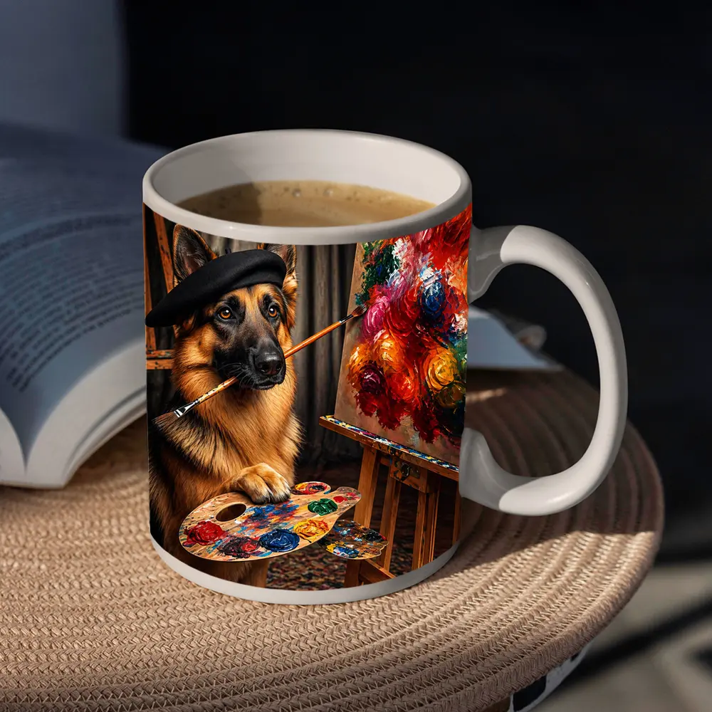 German Shepherd Artist Painter Beret Studio – Mugs
