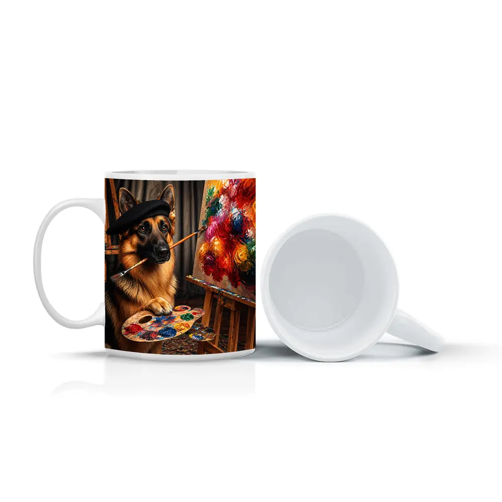 German Shepherd Artist Painter Beret Studio – Mugs