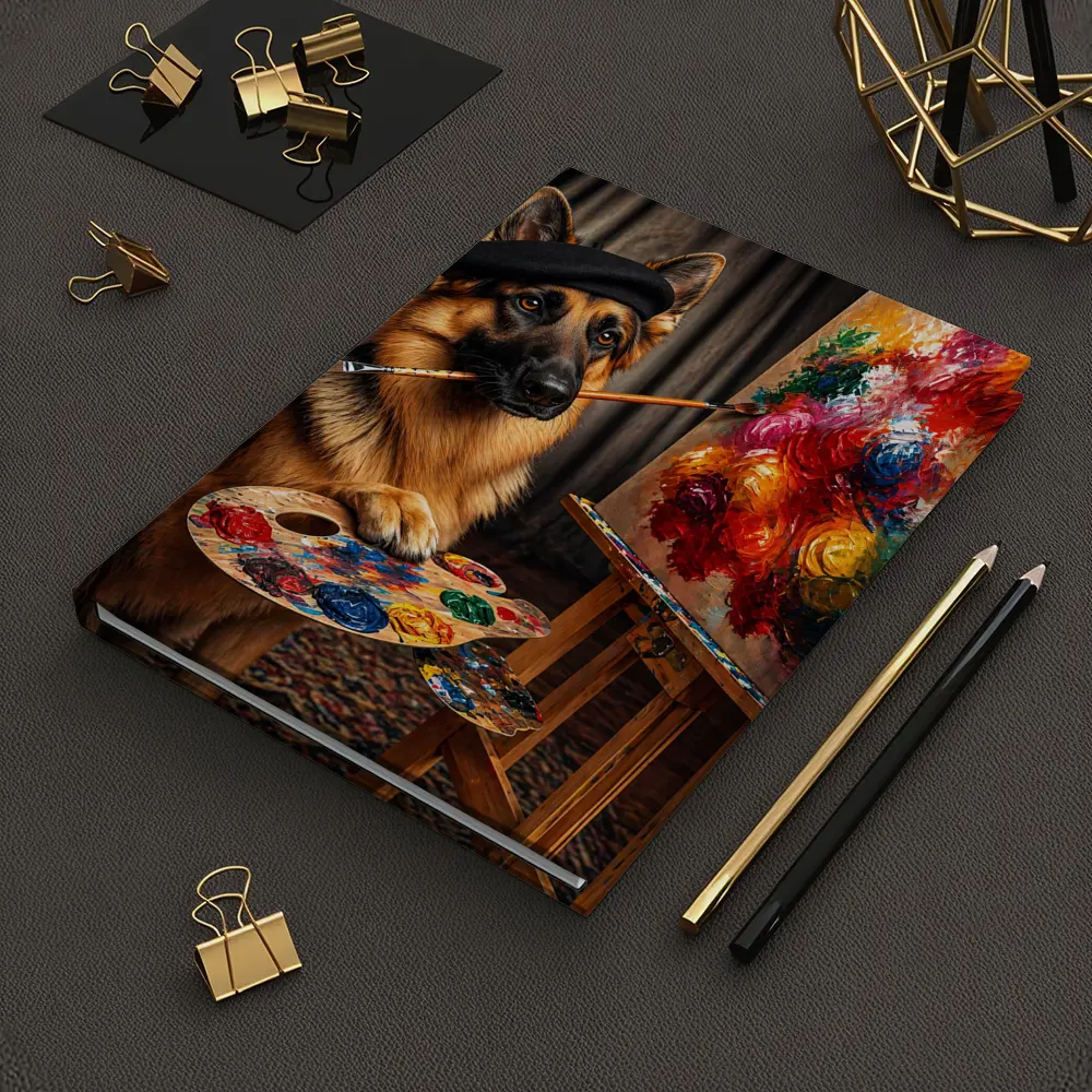 German Shepherd Artist Painter Beret Studio – Notebooks
