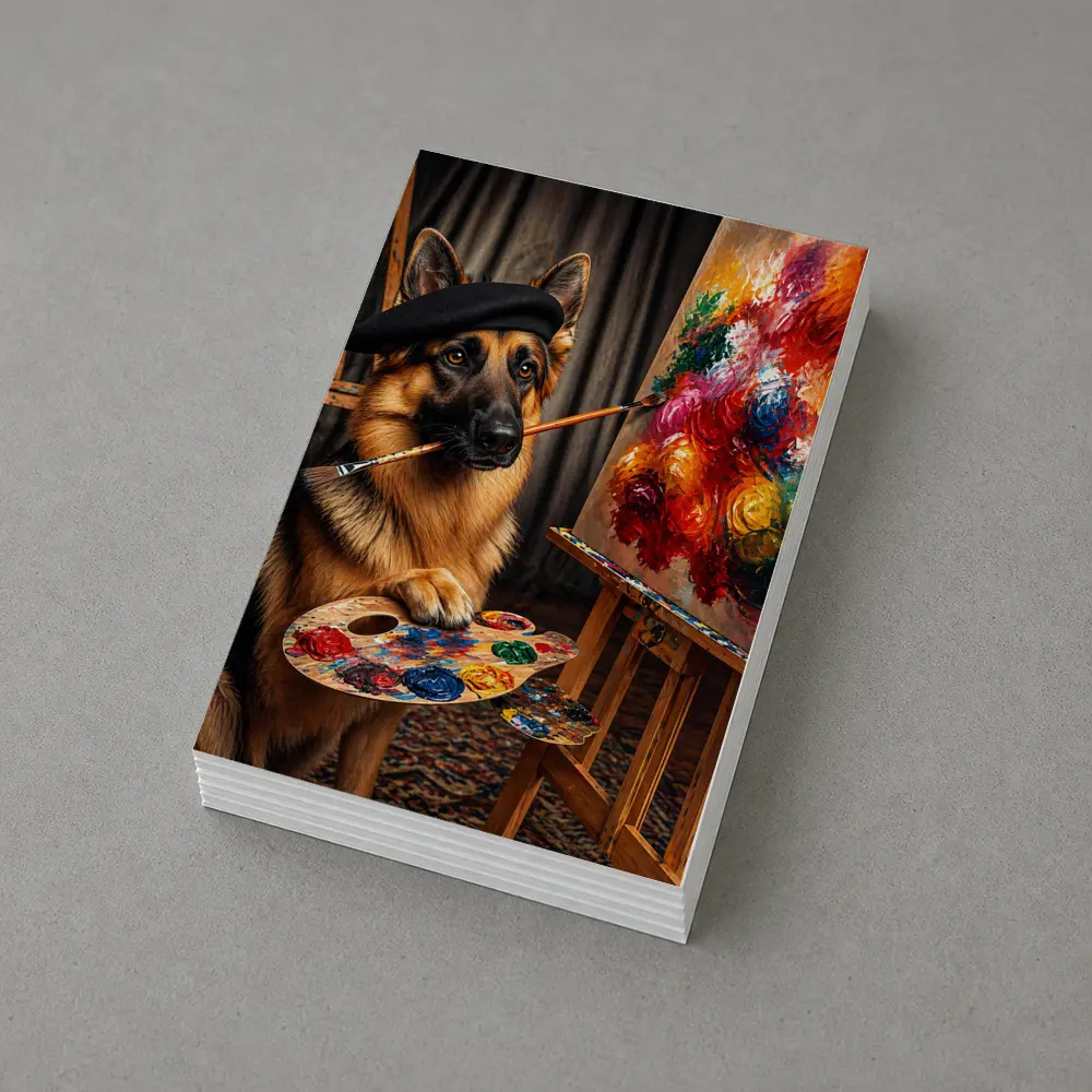 German Shepherd Artist Painter Beret Studio – Postcards