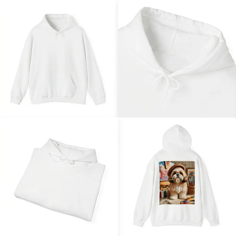 Shih Tzu Artist Dog Wearing Beret Studio – Hoodies