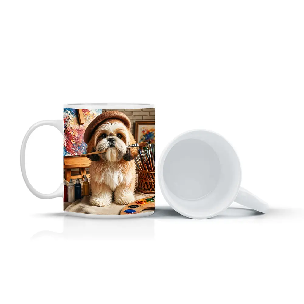 Shih Tzu Artist Dog Wearing Beret Studio – Mugs
