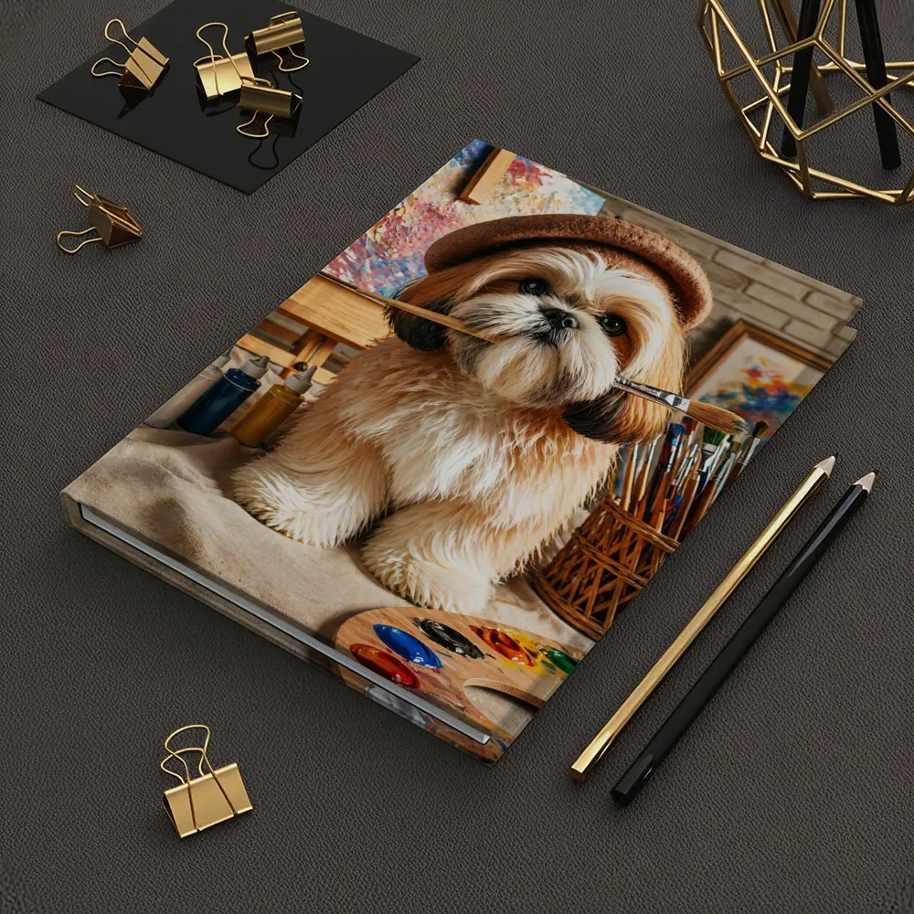 Shih Tzu Artist Dog Wearing Beret Studio – Notebooks