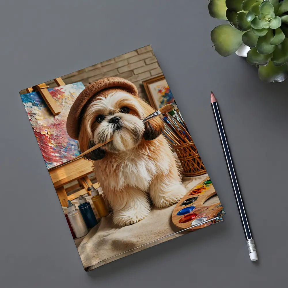 Shih Tzu Artist Dog Wearing Beret Studio – Notebooks