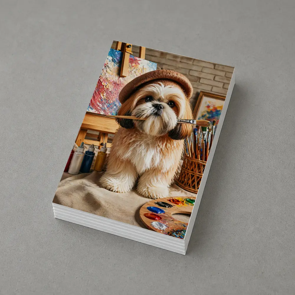 Shih Tzu Artist Dog Wearing Beret Studio – Postcards