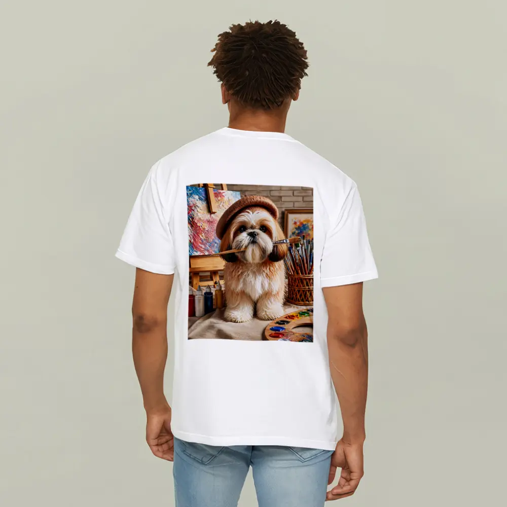 Shih Tzu Artist Dog Wearing Beret Studio – T-Shirts
