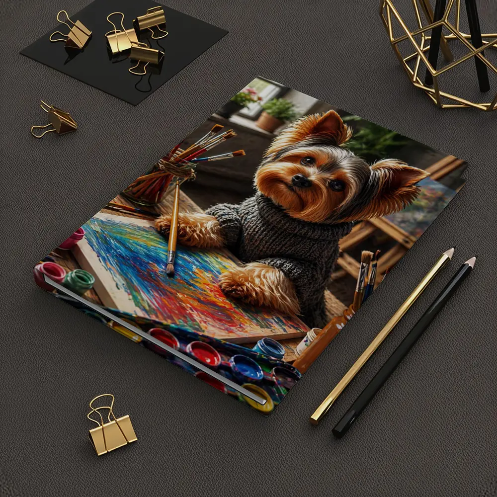 Yorkshire Terrier Artist Painting in Cozy Studio – Notebooks