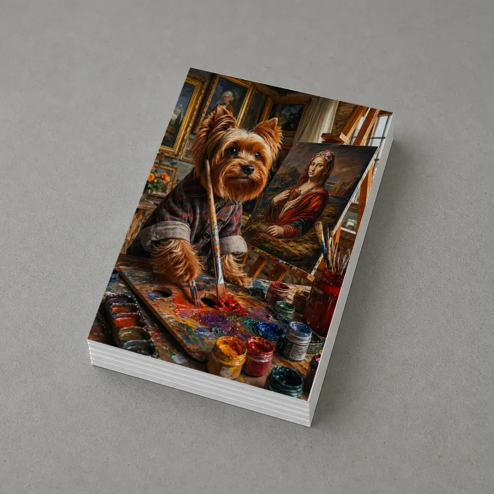Yorkshire Terrier Artist Painting Mona Lisa – Postcards