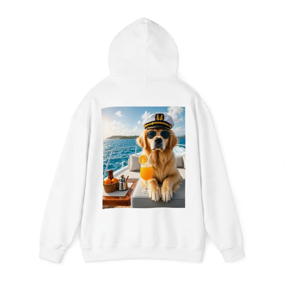 Golden Retriever Captain on Luxury Yacht – Hoodies
