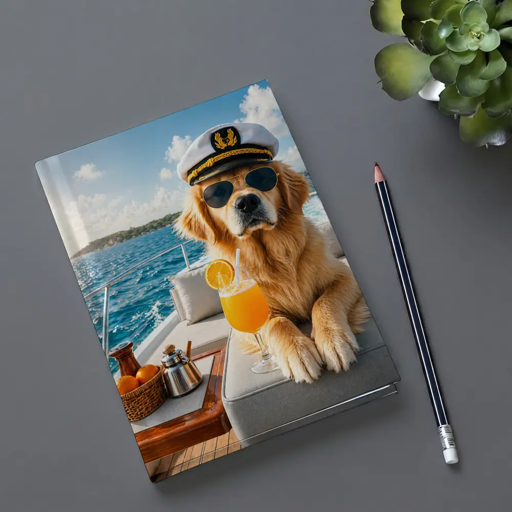 Golden Retriever Captain on Luxury Yacht – Notebooks