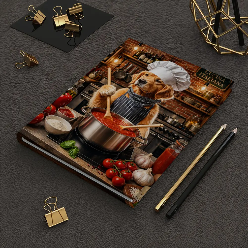 Golden Retriever Chef Cooking Italian Tomato Sauce – Notebooks