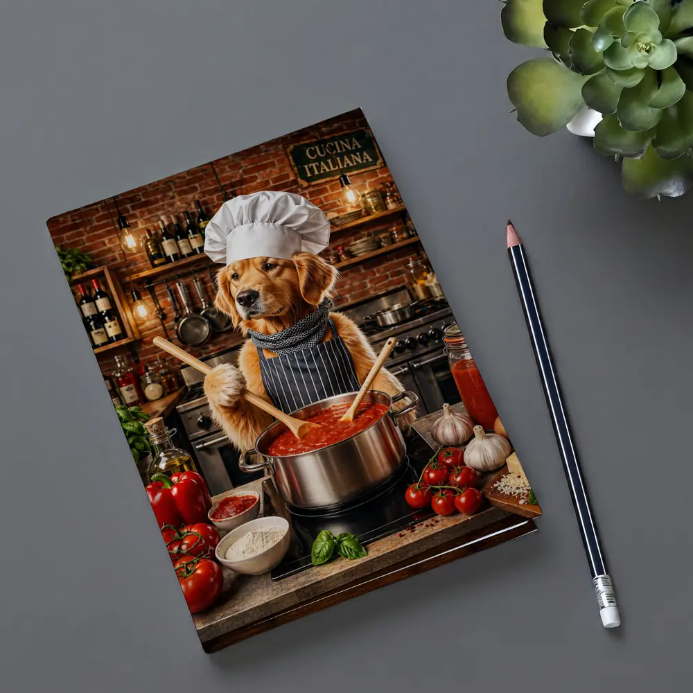 Golden Retriever Chef Cooking Italian Tomato Sauce – Notebooks