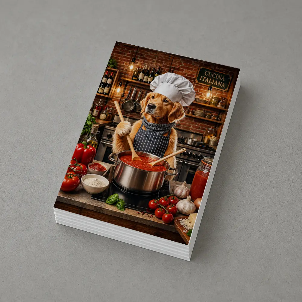 Golden Retriever Chef Cooking Italian Tomato Sauce – Postcards