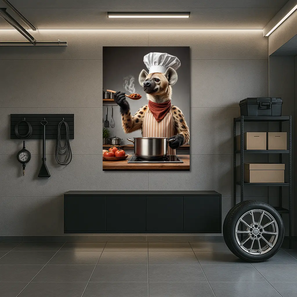 Hyena Chef Cooking in Kitchen Funny – Wall Art