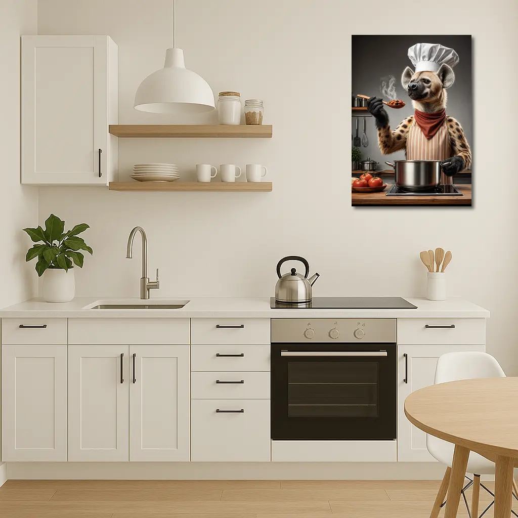 Hyena Chef Cooking in Kitchen Funny – Wall Art
