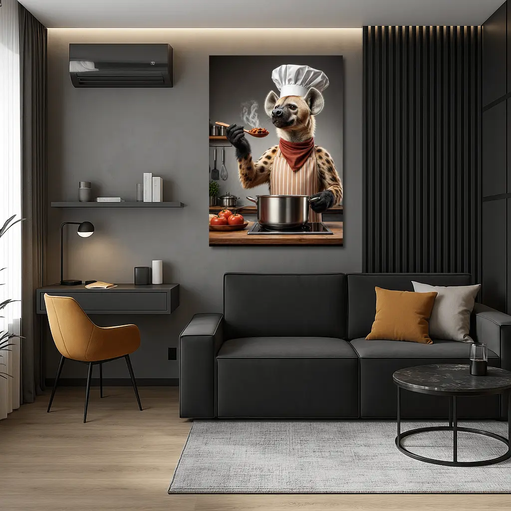 Hyena Chef Cooking in Kitchen Funny – Wall Art