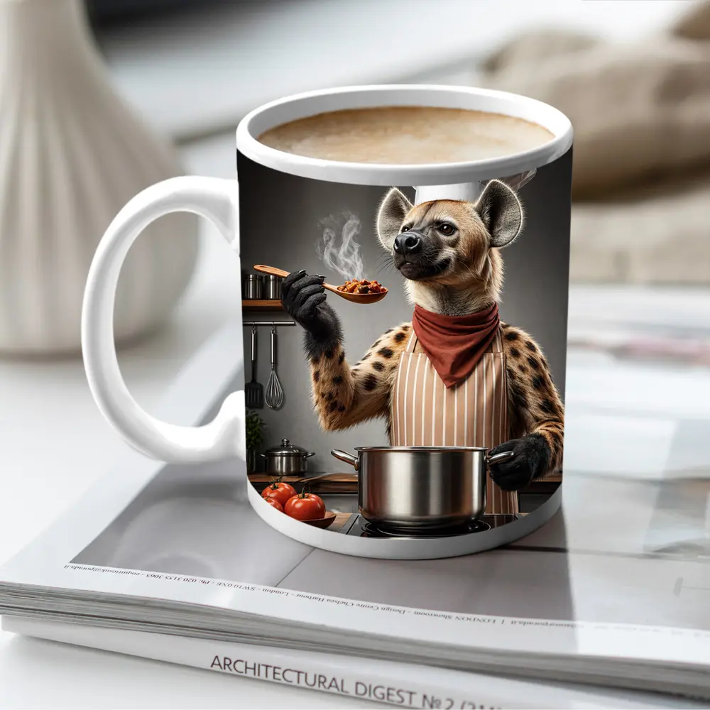 Hyena Chef Cooking in Kitchen Funny – Mugs
