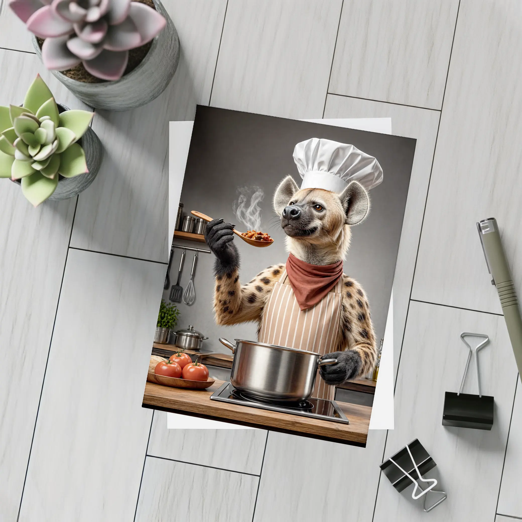 Hyena Chef Cooking in Kitchen Funny – Postcards