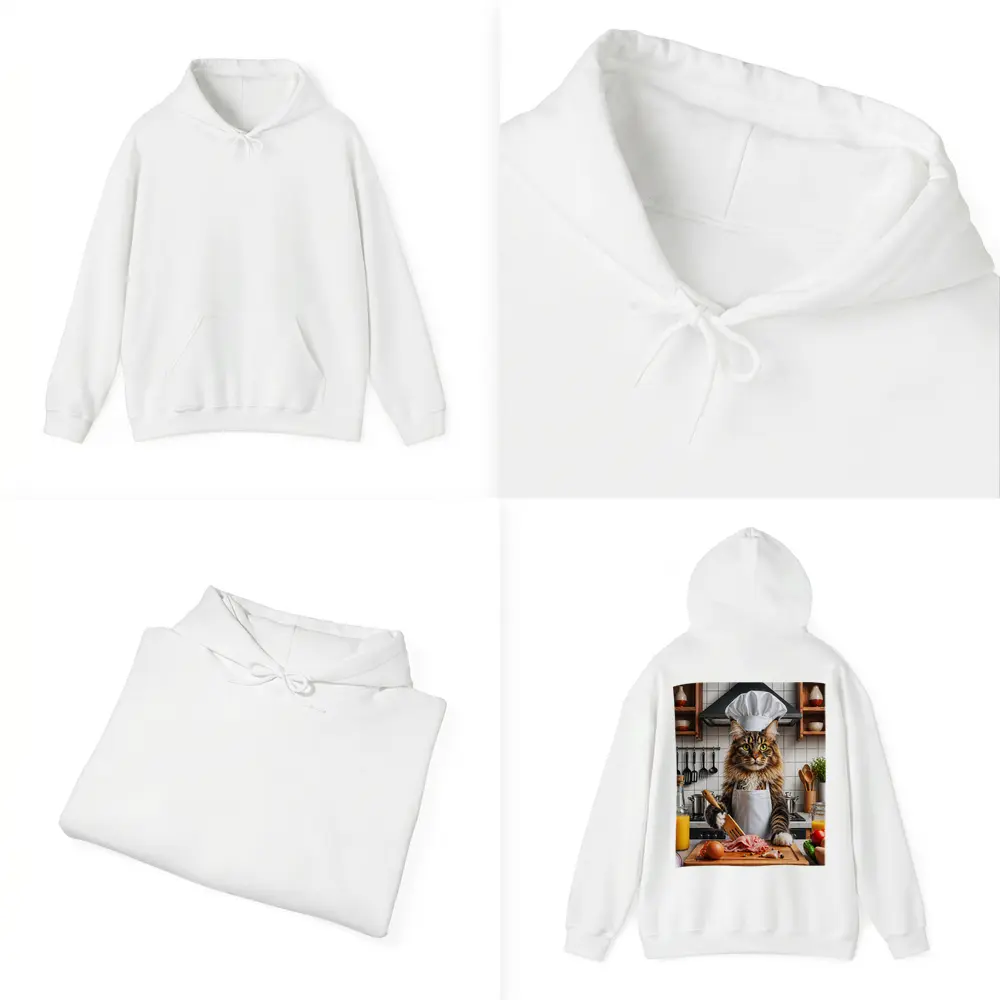 Maine Coon Chef Cat Kitchen Cooking Scene – Hoodies