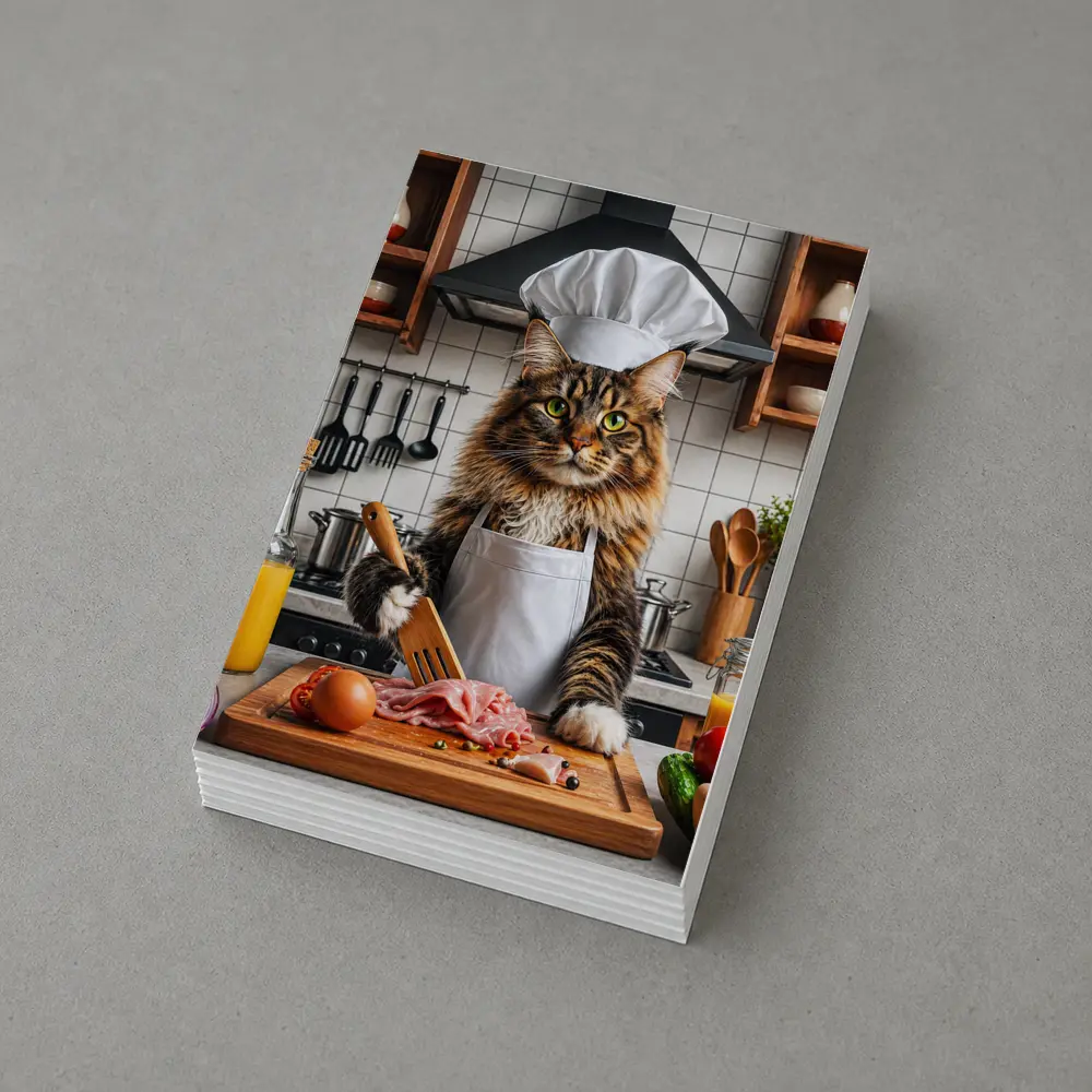 Maine Coon Chef Cat Kitchen Cooking Scene – Postcards