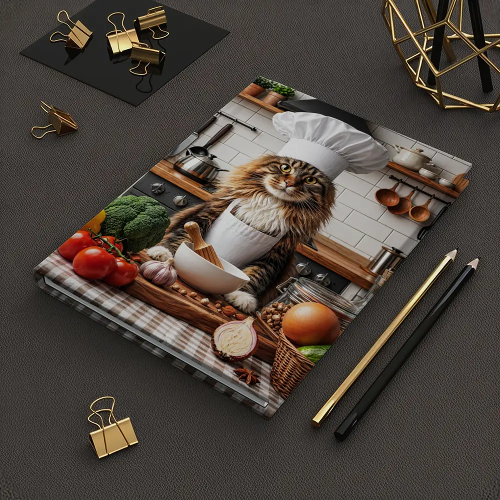Maine Coon Cat Chef in Kitchen – Notebooks