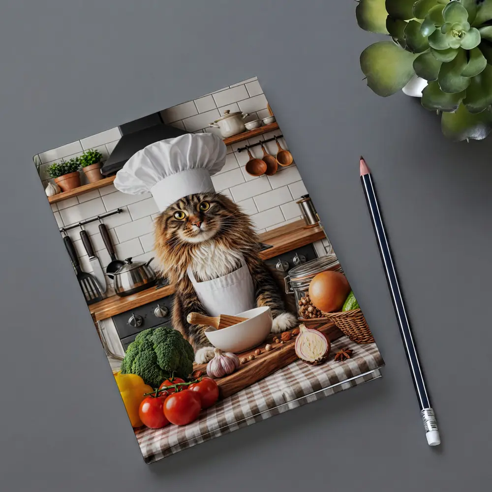Maine Coon Cat Chef in Kitchen – Notebooks