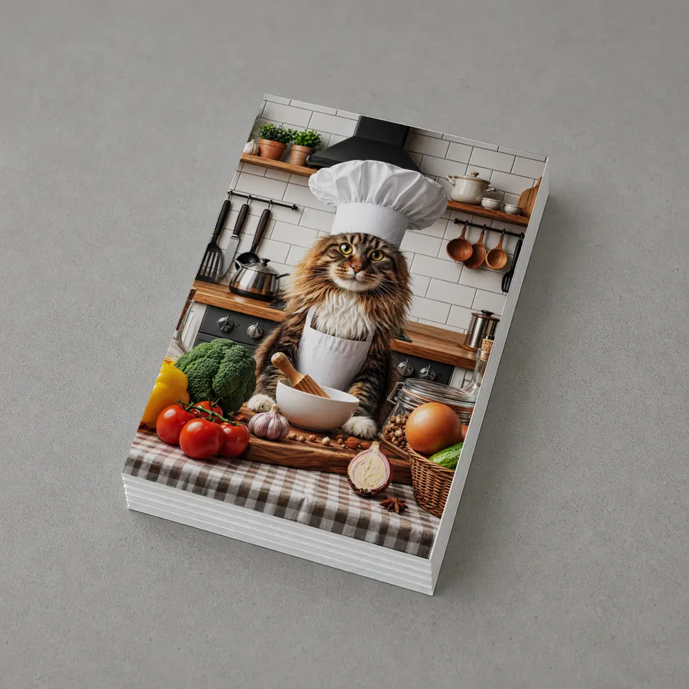 Maine Coon Cat Chef in Kitchen – Postcards