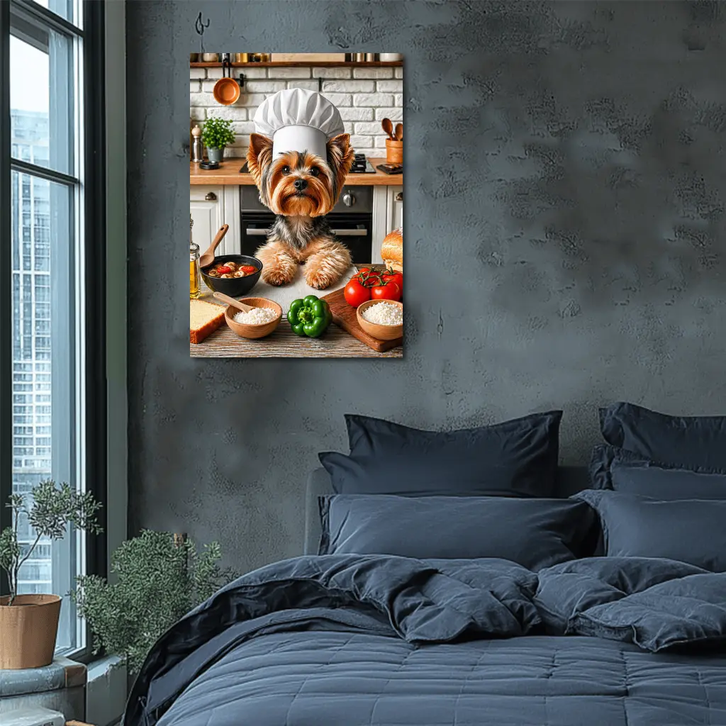 Yorkshire Terrier Chef Hat Kitchen Cooking – Wall Art