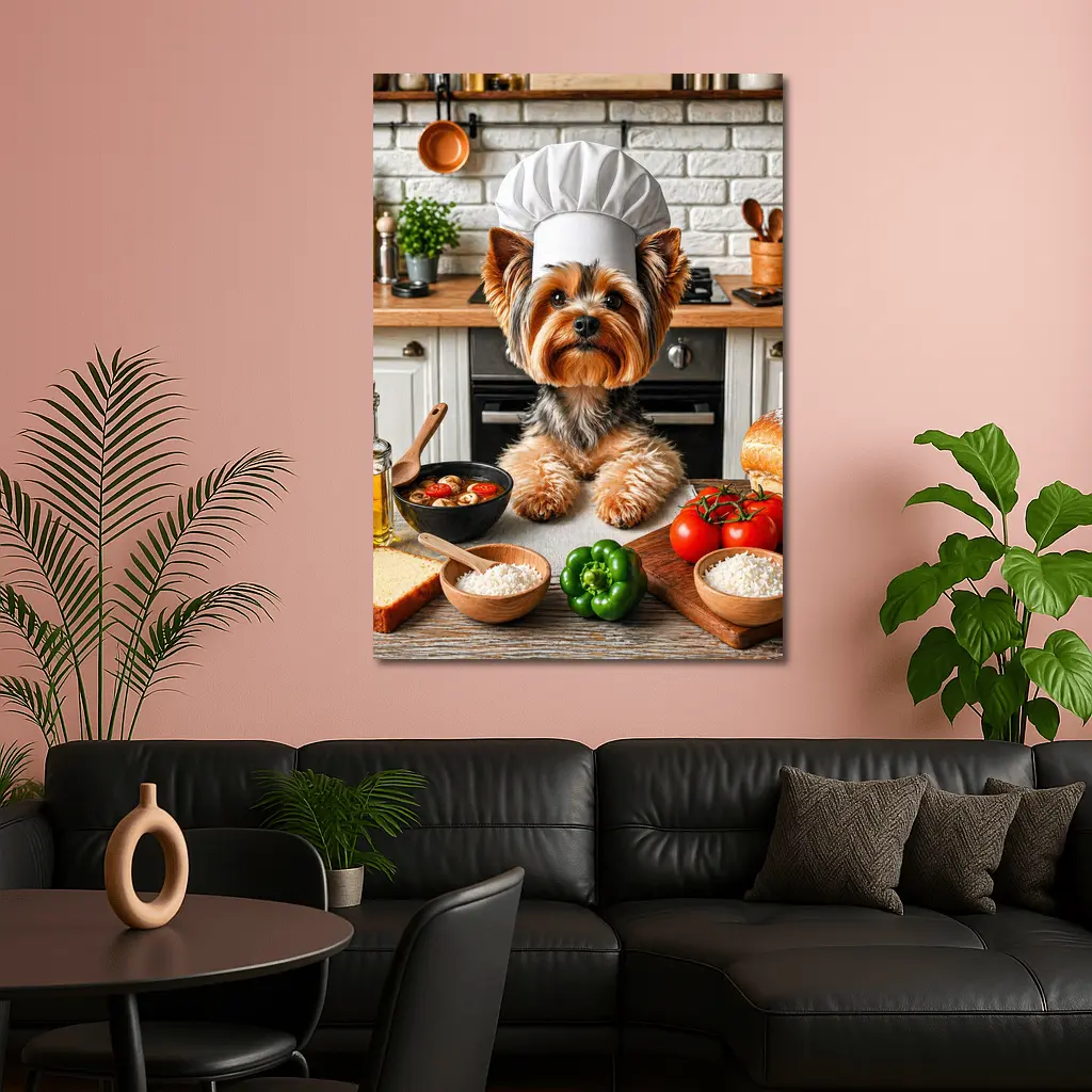 Yorkshire Terrier Chef Hat Kitchen Cooking – Wall Art