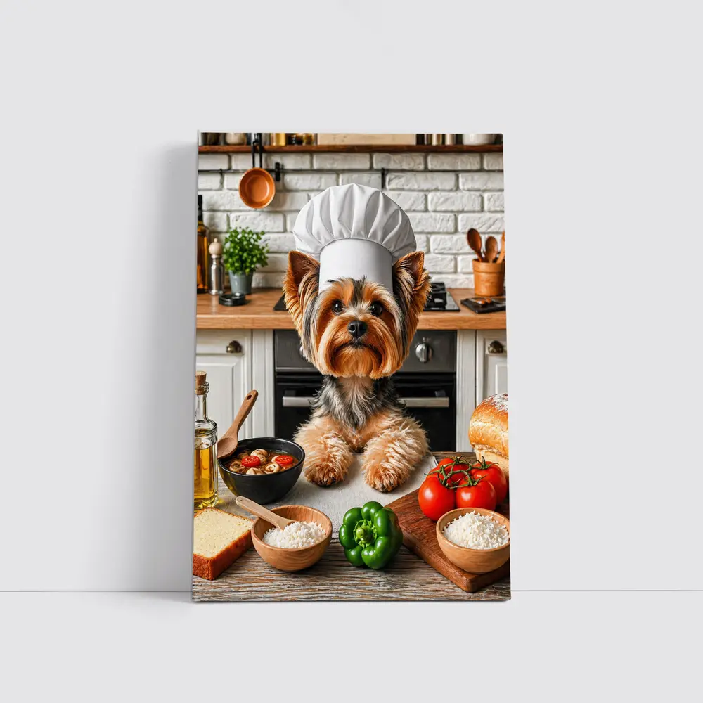 Yorkshire Terrier Chef Hat Kitchen Cooking – Wall Art