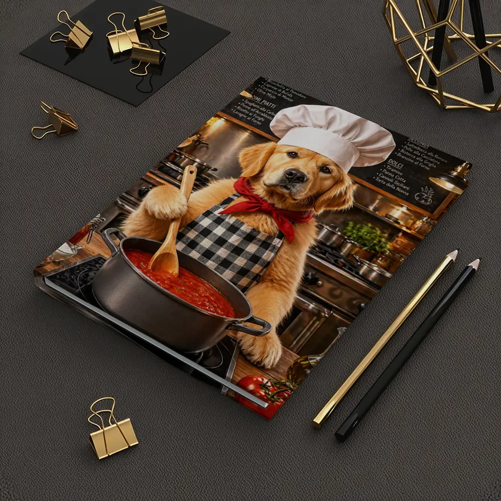 Golden Retriever Chef Cooking Italian Kitchen – Notebooks