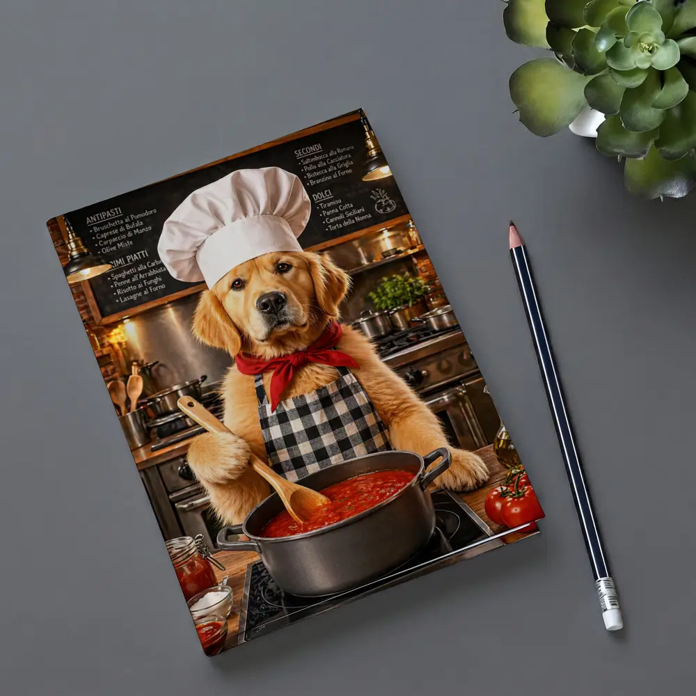 Golden Retriever Chef Cooking Italian Kitchen – Notebooks