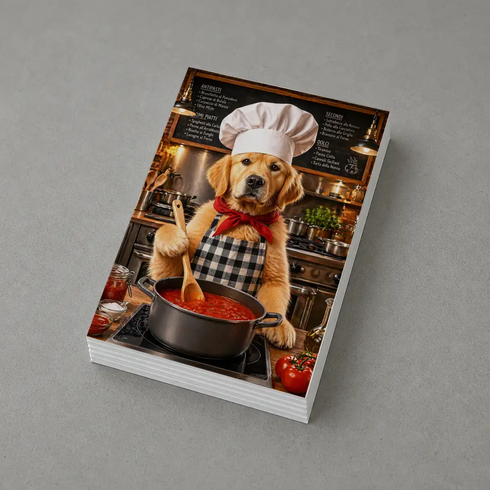 Golden Retriever Chef Cooking Italian Kitchen – Postcards