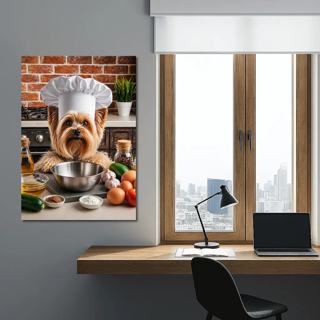 Yorkshire Terrier Chef Hat Kitchen Cooking – Wall Art