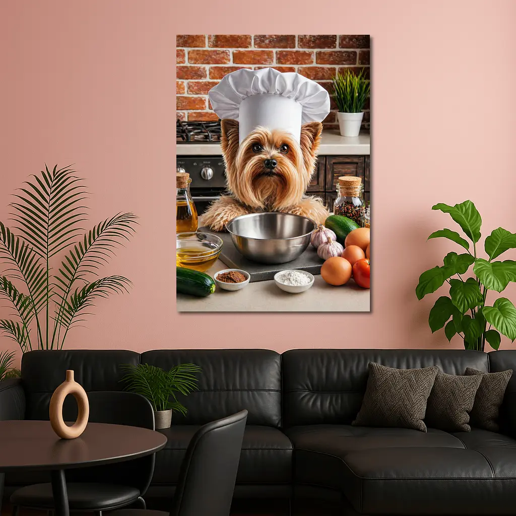 Yorkshire Terrier Chef Hat Kitchen Cooking – Wall Art
