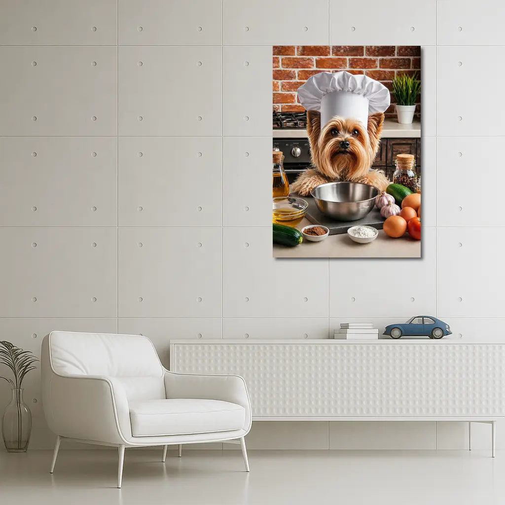 Yorkshire Terrier Chef Hat Kitchen Cooking – Wall Art