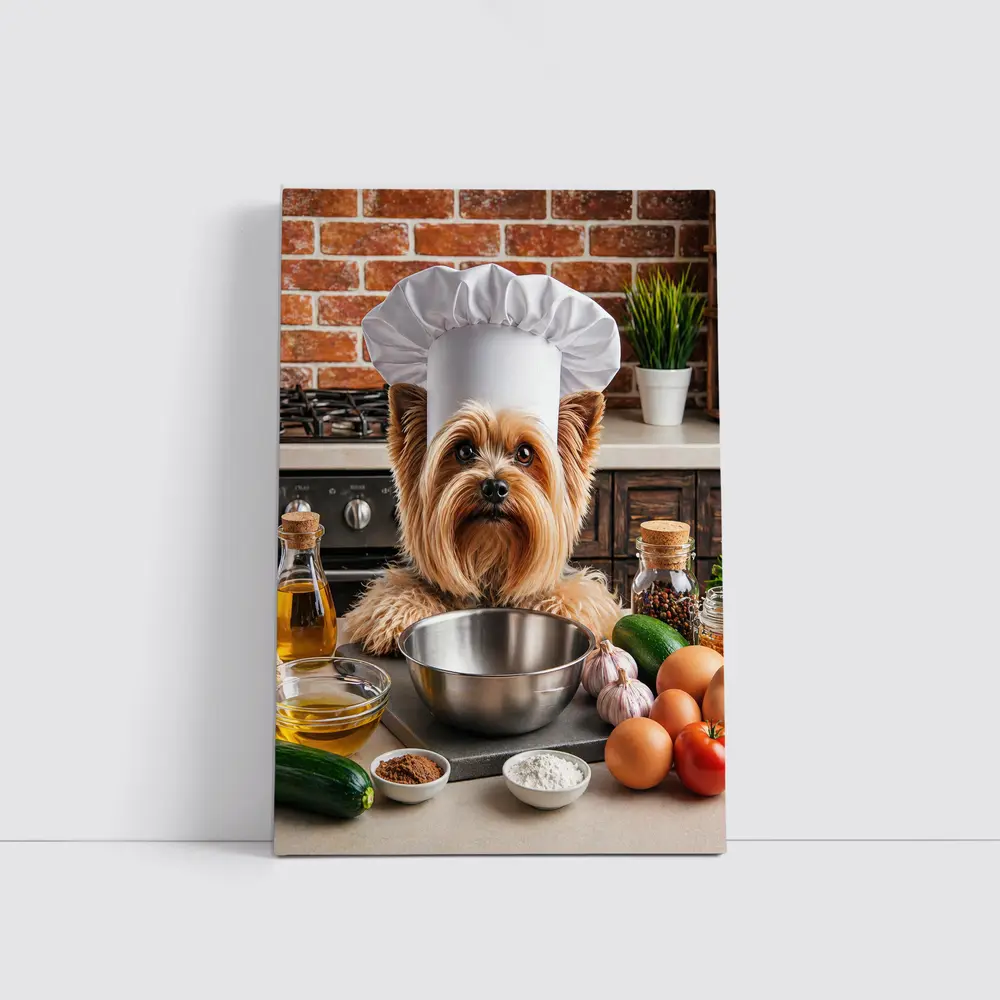 Yorkshire Terrier Chef Hat Kitchen Cooking – Wall Art