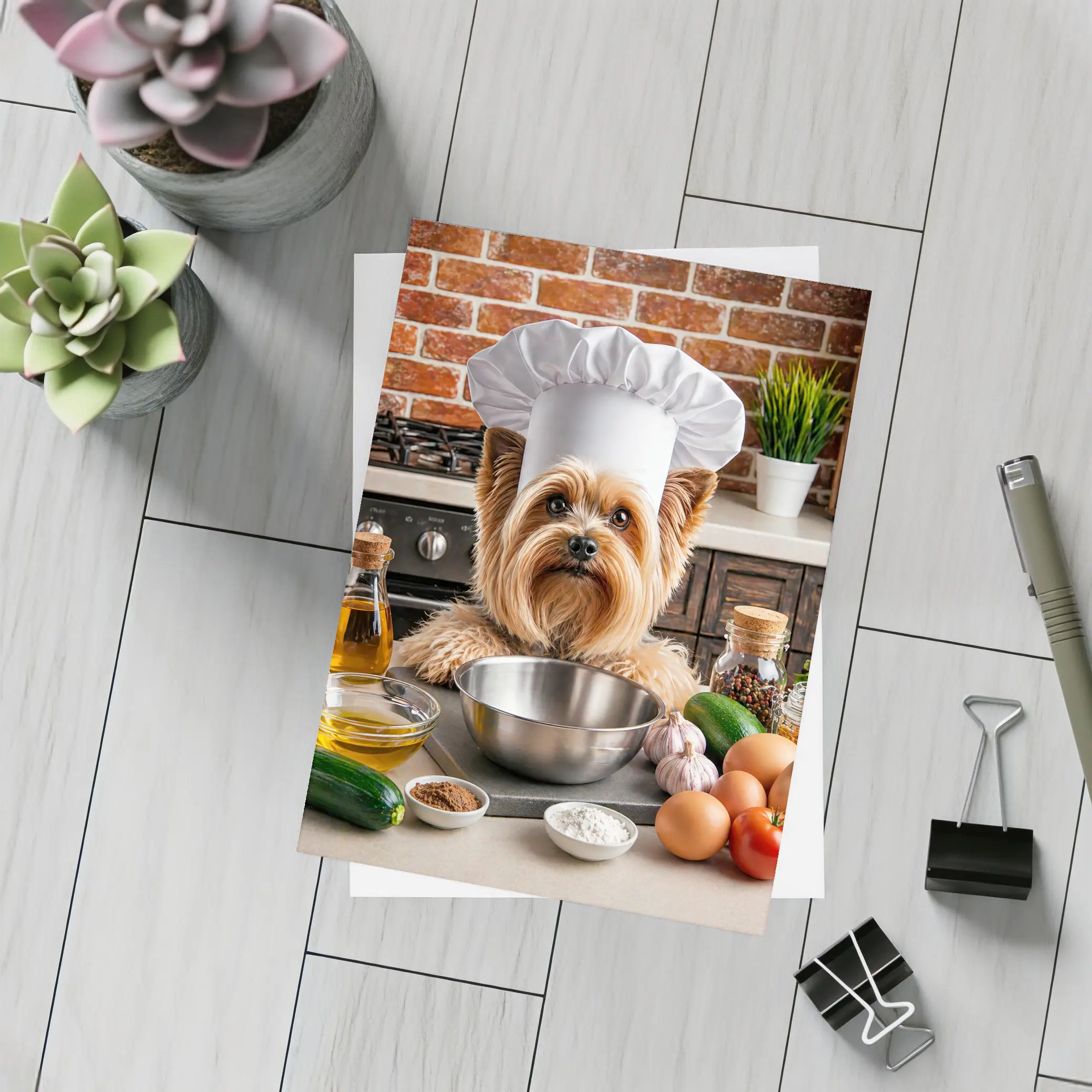 Yorkshire Terrier Chef Hat Kitchen Cooking – Postcards