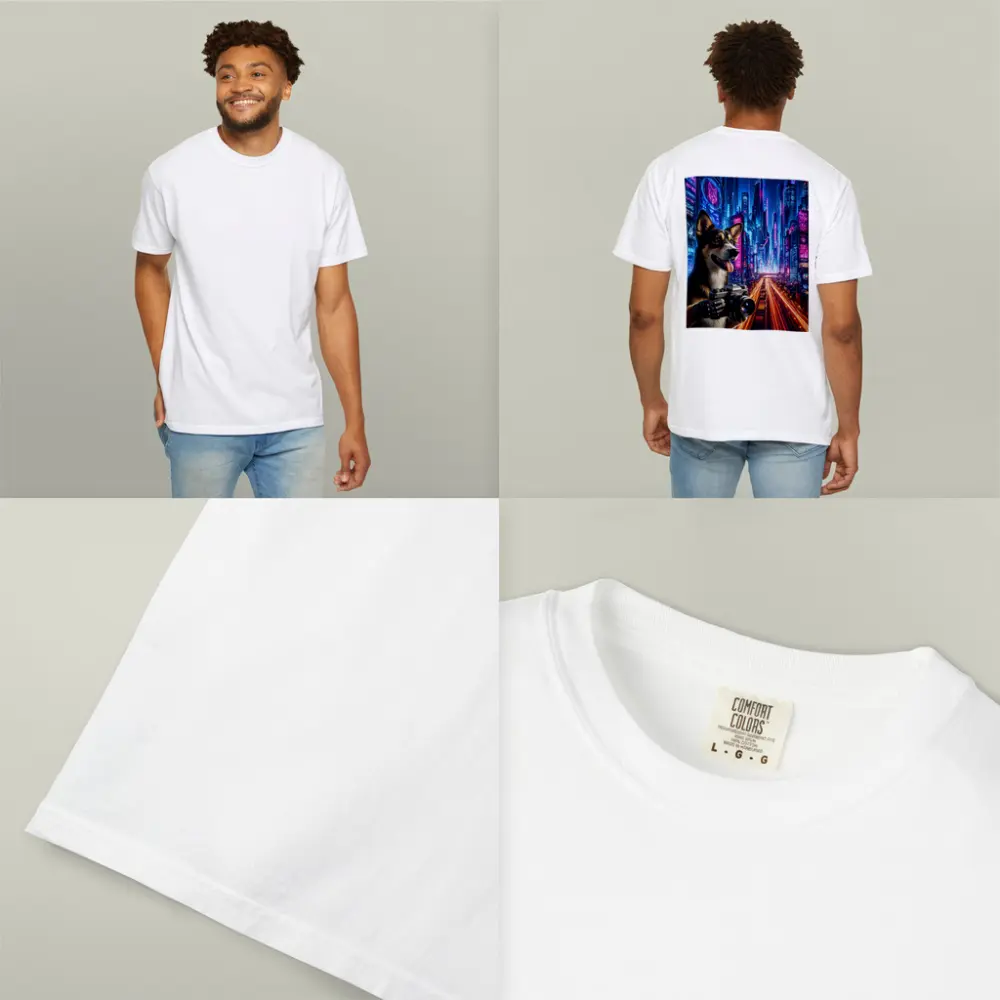 Corgi Photographer Neon Cyberpunk City Night – T-Shirts