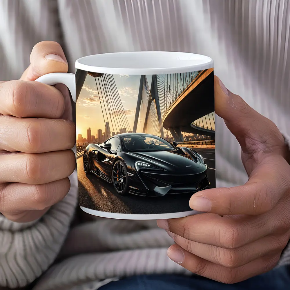 McLaren 570S Black On Sunset Bridge – Mugs