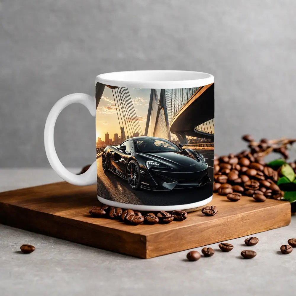 McLaren 570S Black On Sunset Bridge – Mugs