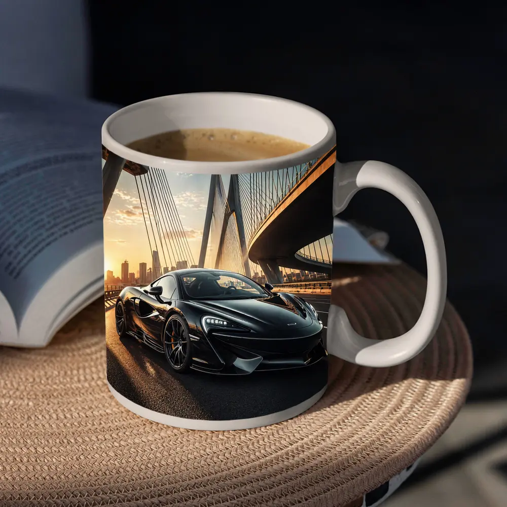 McLaren 570S Black On Sunset Bridge – Mugs