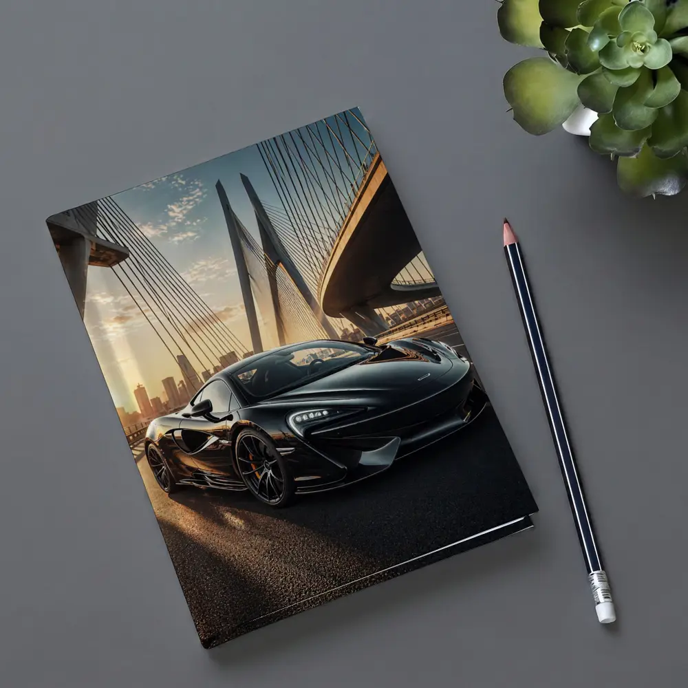 McLaren 570S Black On Sunset Bridge – Notebooks