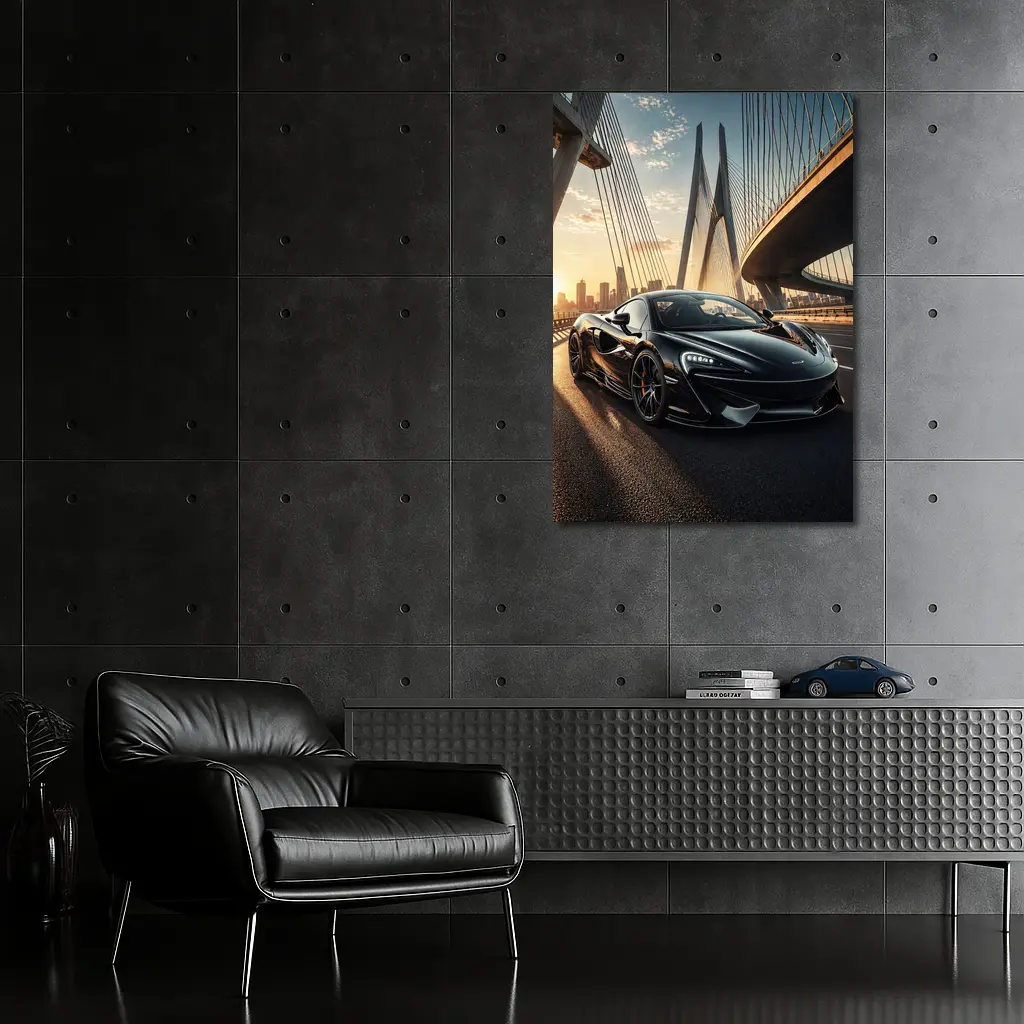 McLaren 570S Black On Sunset Bridge – Wall Art
