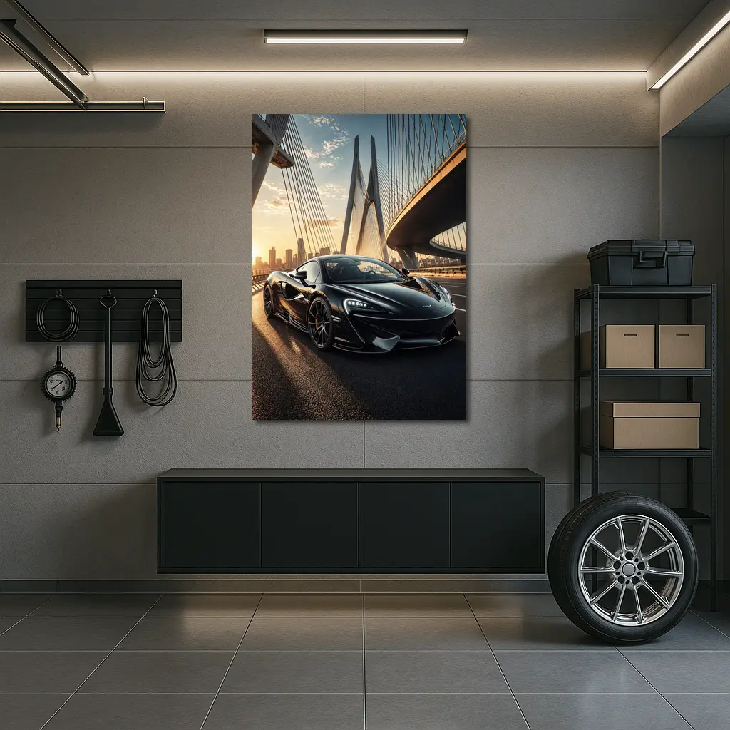 McLaren 570S Black On Sunset Bridge – Wall Art
